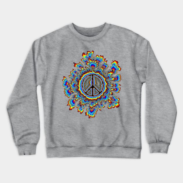glowing psychedelic peace sign Crewneck Sweatshirt by DrewskiDesignz